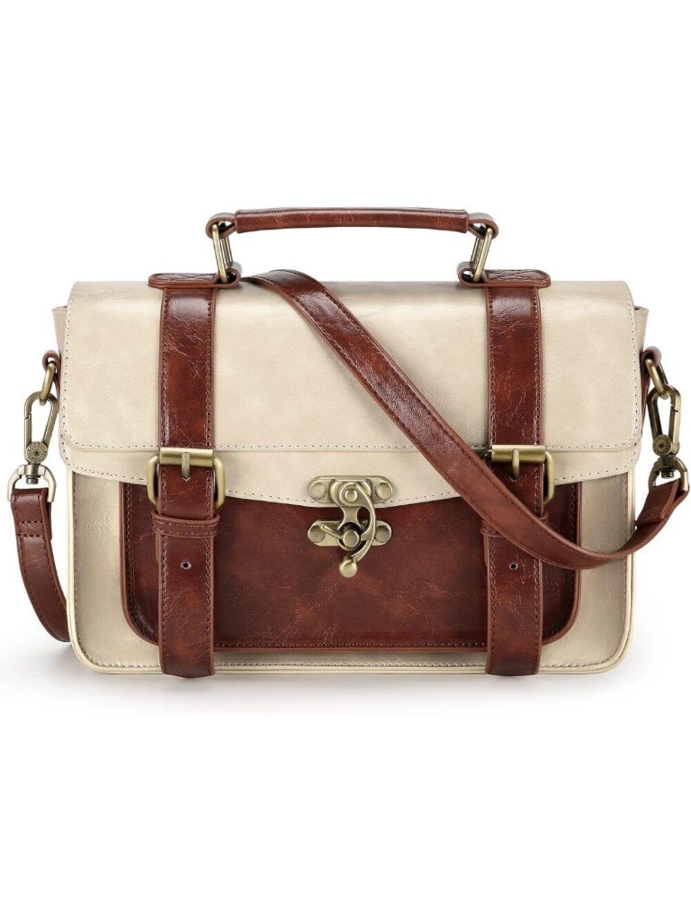 Vintage PU Leather Satchel Purse | Small Crossbody Messenger Bag for Work